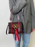 Load image into Gallery viewer, VLOGO SHOULDER BAG IN BICOLOR WITH RED STRIPES