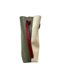 Load image into Gallery viewer, BEIGE & GREEN VINTAGE LEATHER TWISTED CABAS LARGE