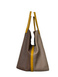 Load image into Gallery viewer, MATRYOSHKA MEDIUM BROWN AND YELLOW TOTE BAG