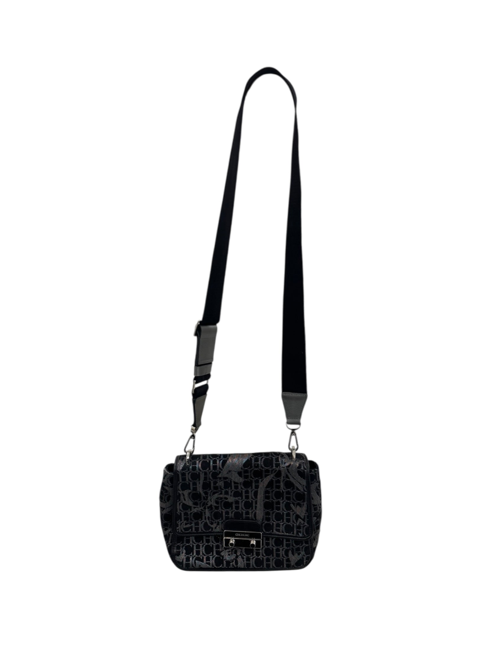 Black Canvas & Leather Top Handle Bag