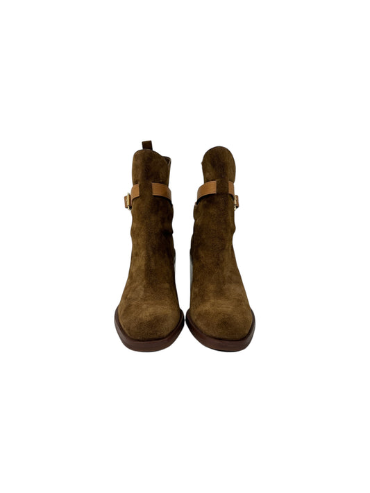 Alexa Leather-Trimmed Suede Ankle Boots | 40