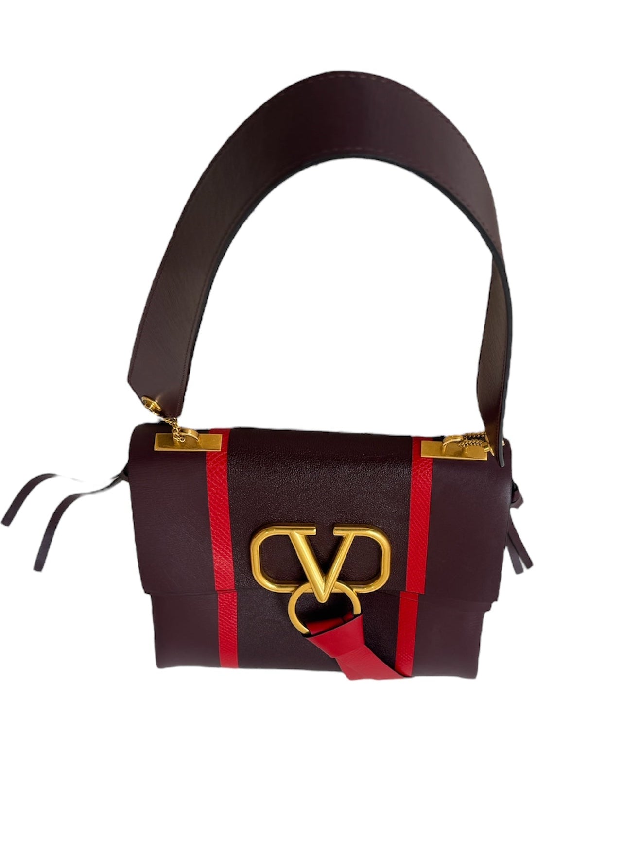 VLOGO SHOULDER BAG IN BICOLOR WITH RED STRIPES