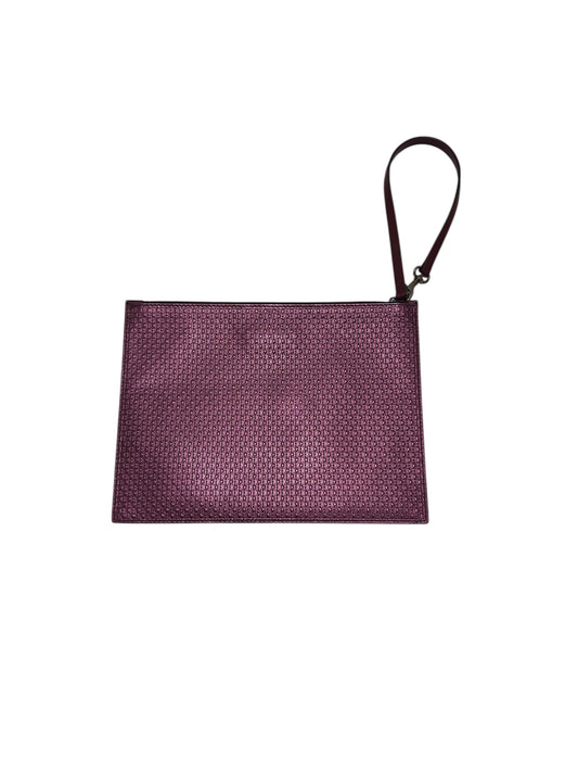 Metallic Logo Leather Clutch