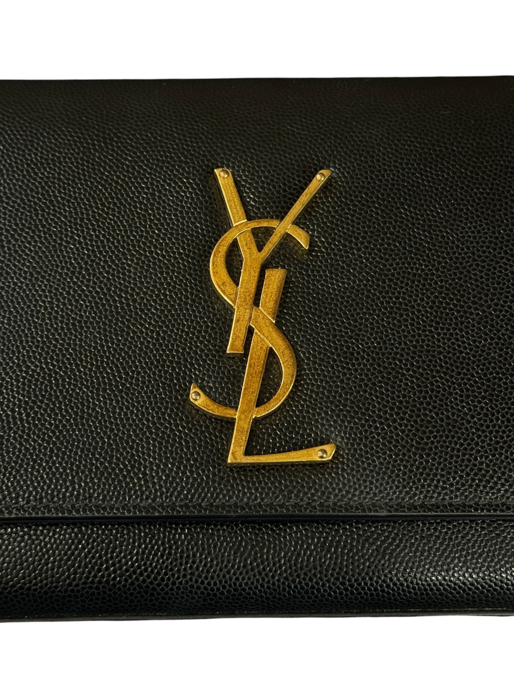 Black Leather Monogram Cassandre Clutch