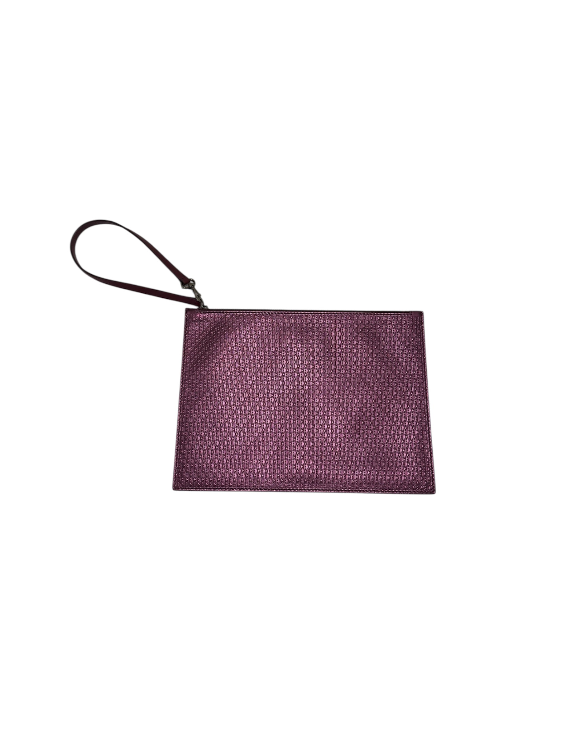 Metallic Logo Leather Clutch