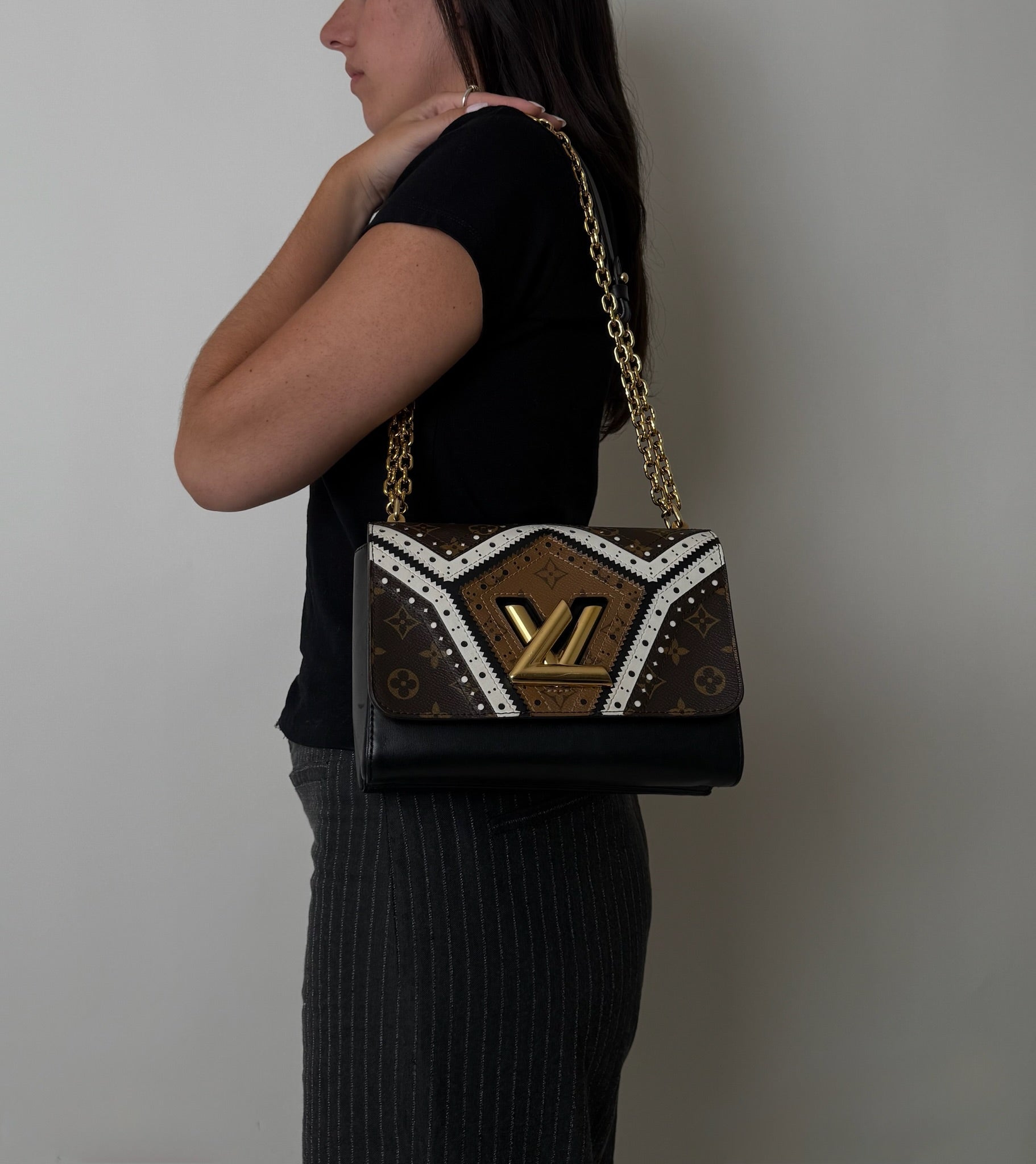 TWIST MM  LIMITED EDITION REVERSE MONOGRAM BROGUE BAG