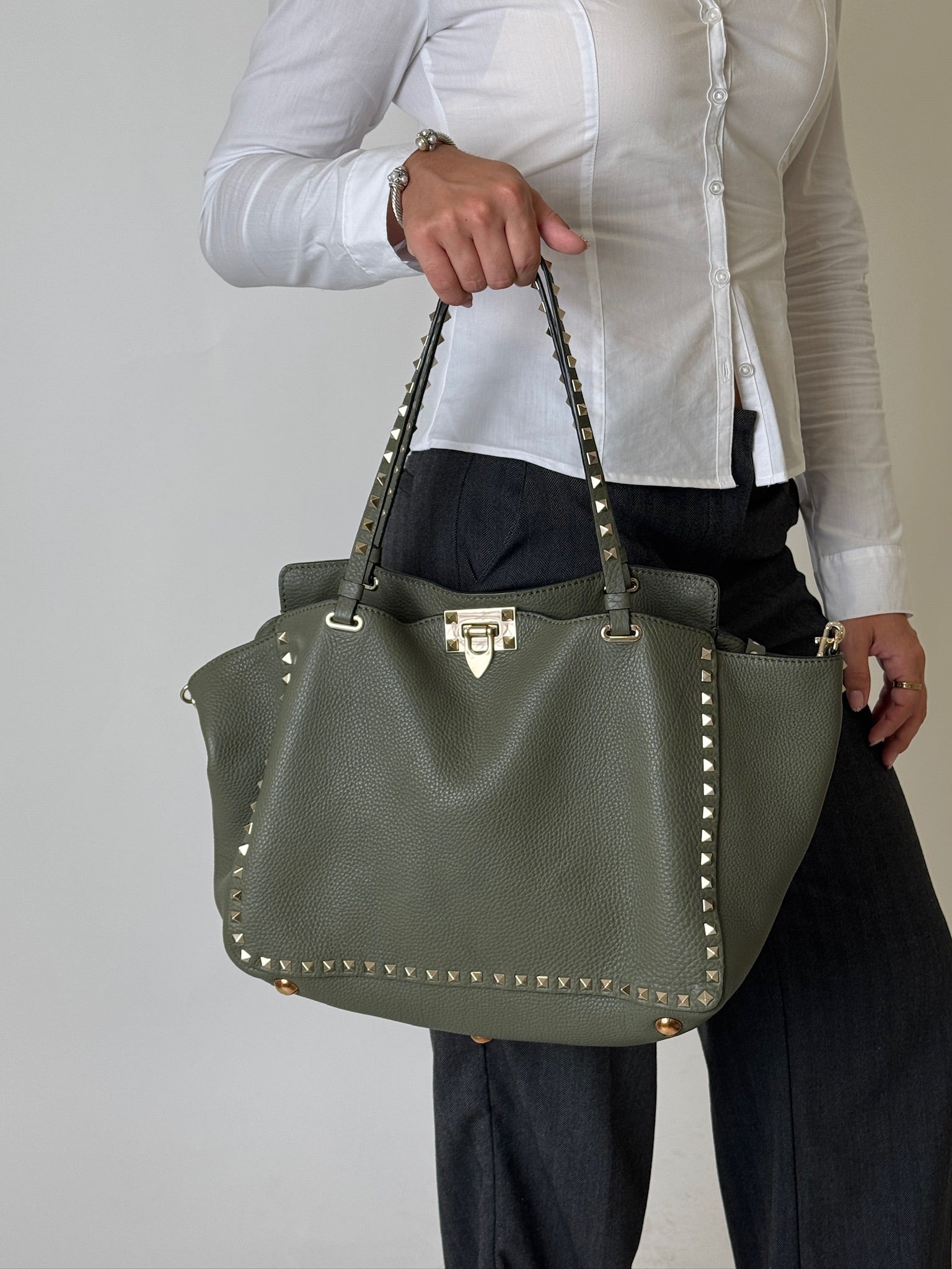 Rockstud Green Tote