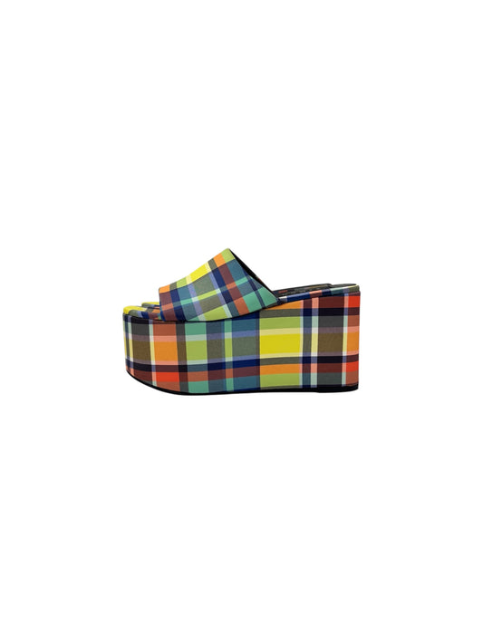 Yellow Check Blackout Platform Sandals | 41