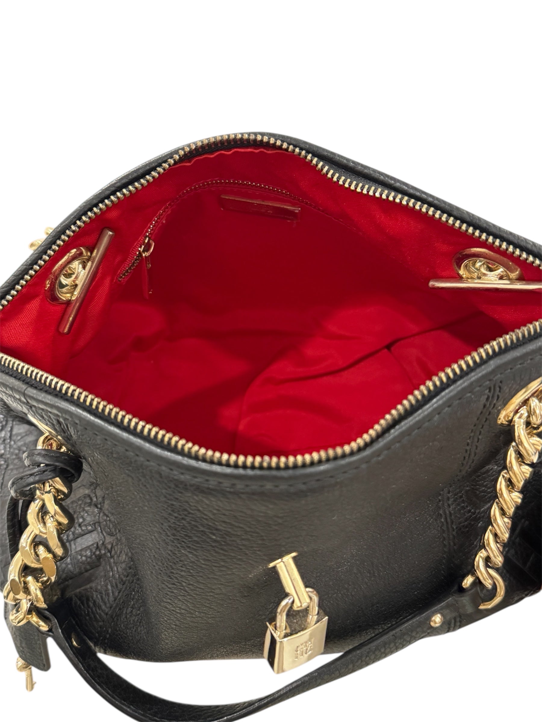 Black Monogram Embossed Leather Dahlia Hobo