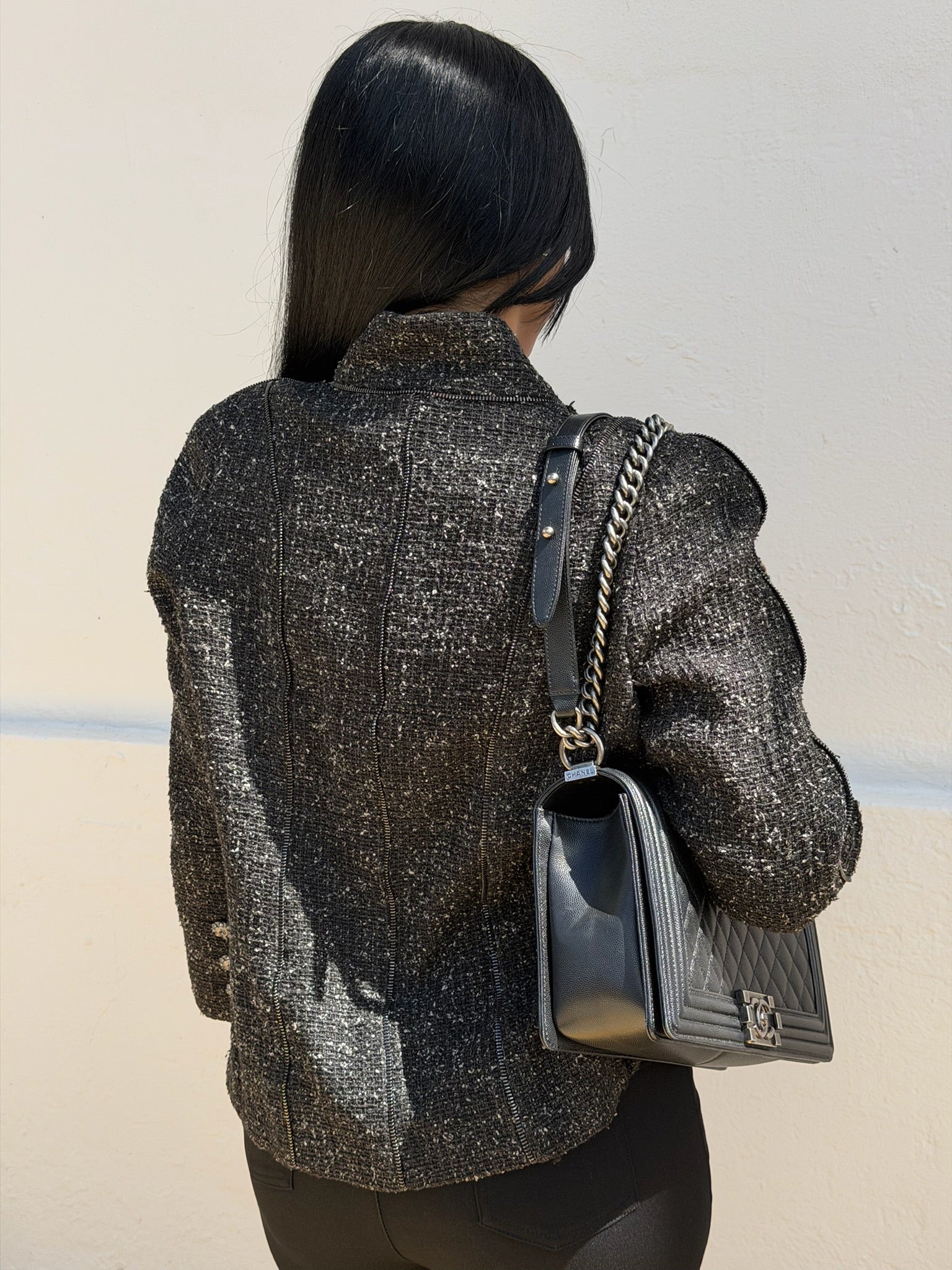 CHANEL GREY EMBELLISHED JACKET