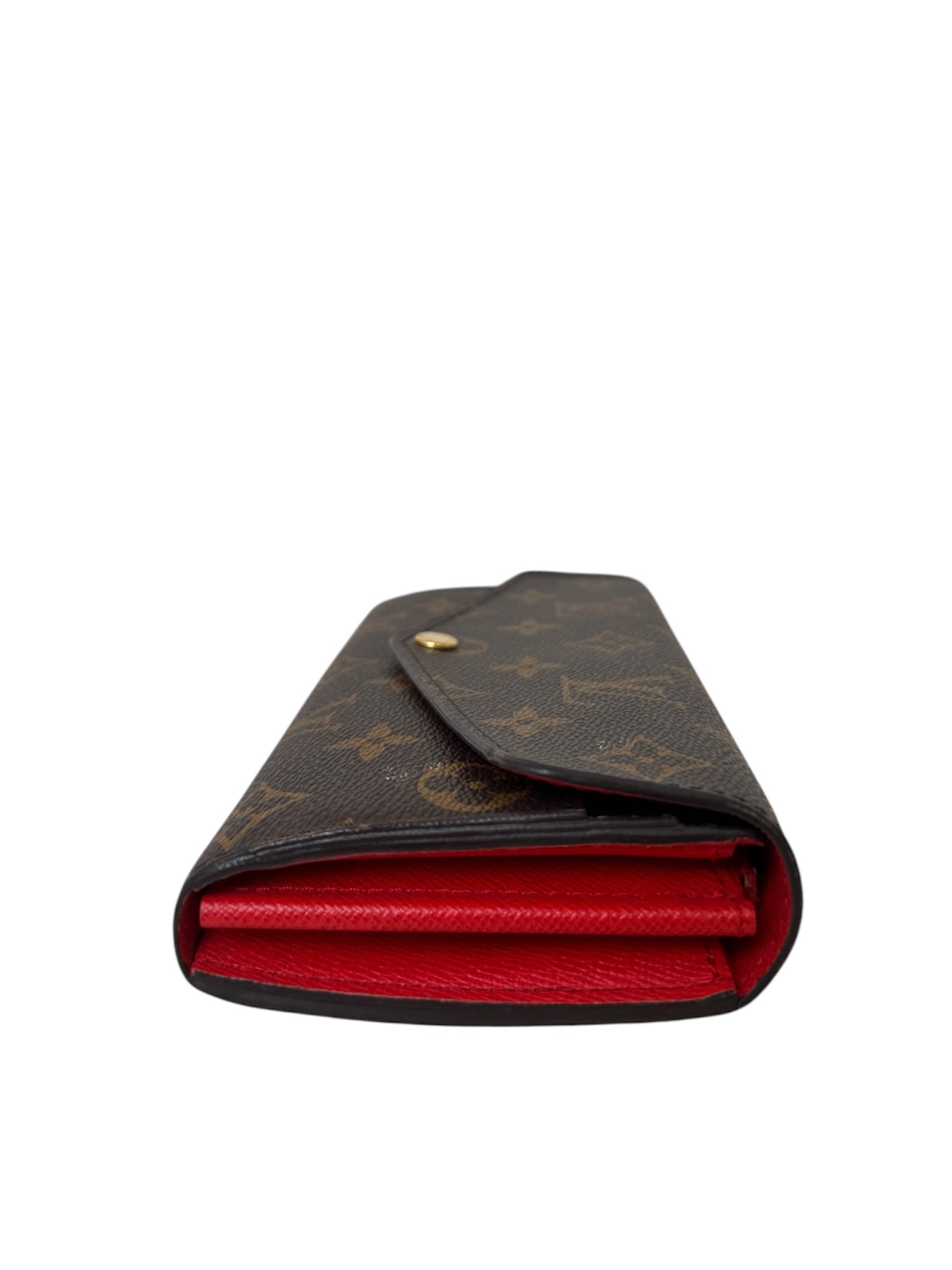 SARAH MONOGRAM CANVAS WALLET RED