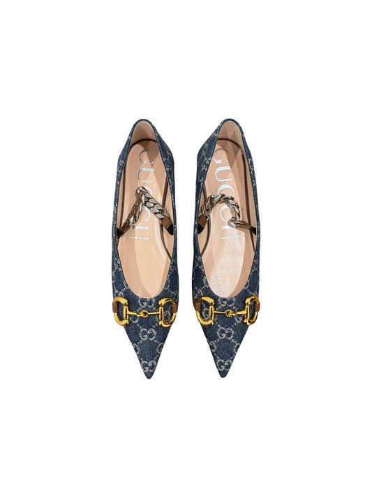 GG Canvas Chain-Link Accents Mary Jane Flats | 38.5