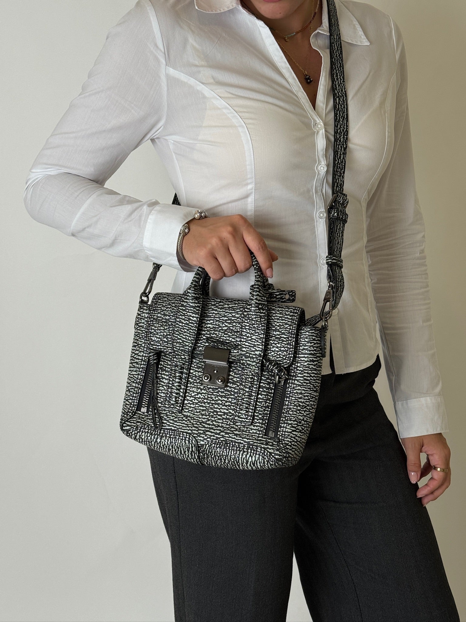 Textured Calfskin Mini Pashli Satchel Black Mauve