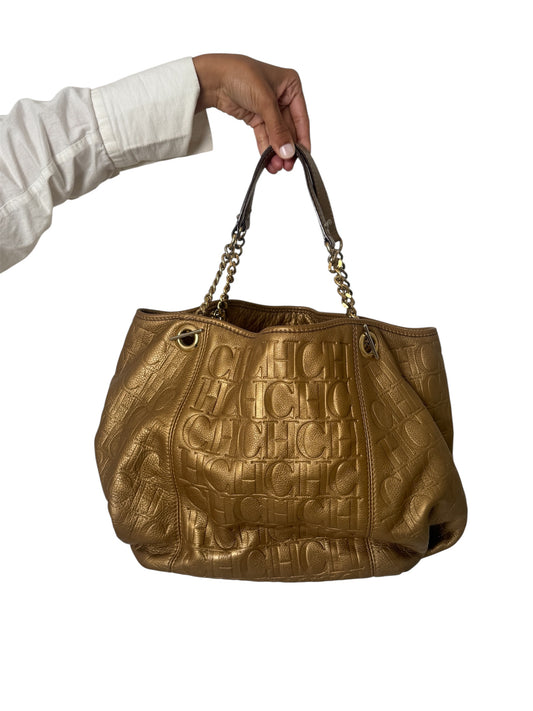 BRONZE MONOGRAM LEATHER BAG