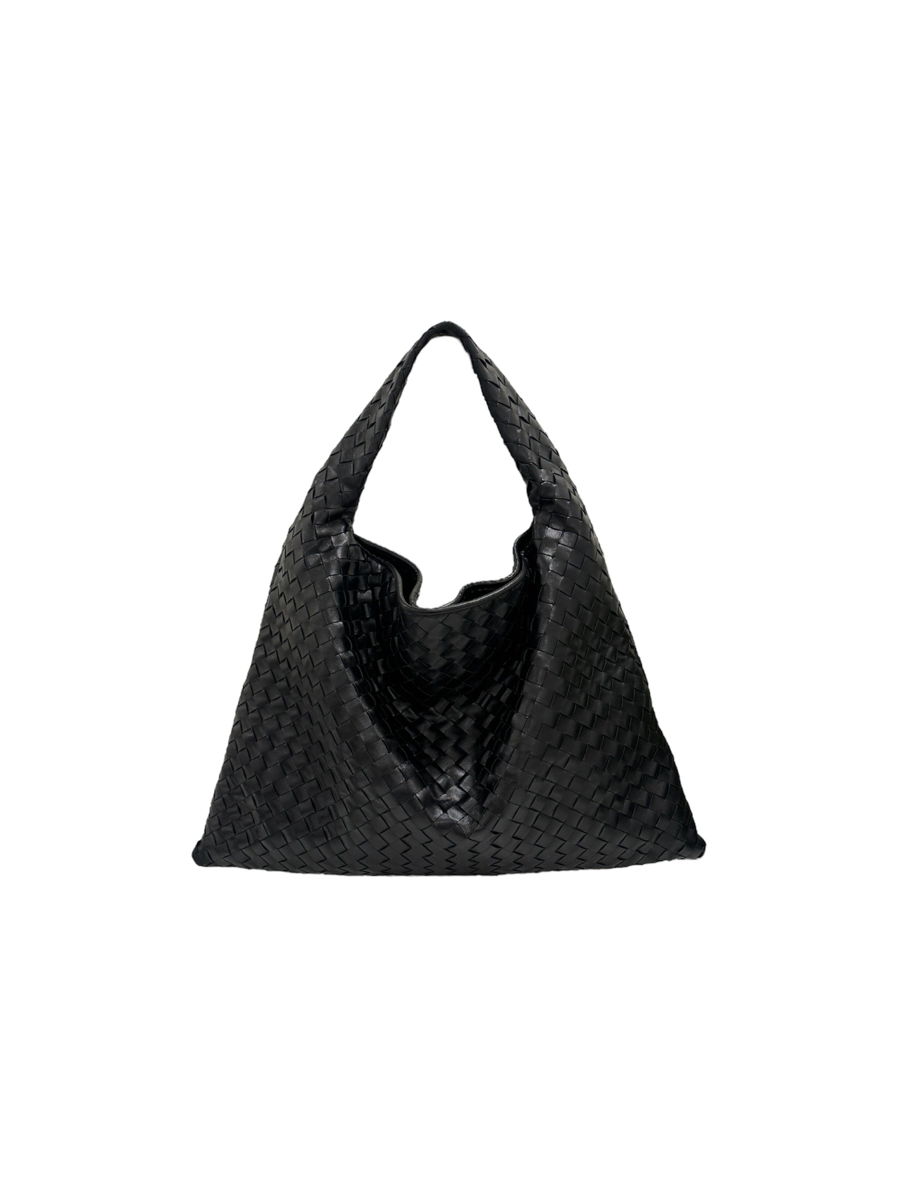 Large Hop Intrecciato Leather Hobo Bag