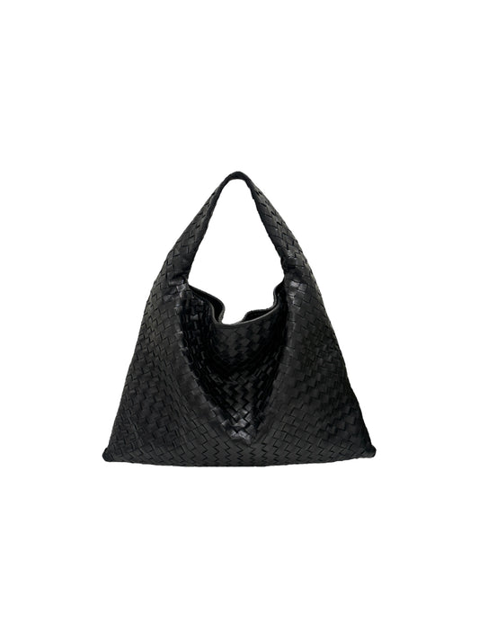Large Hop Intrecciato Leather Hobo Bag