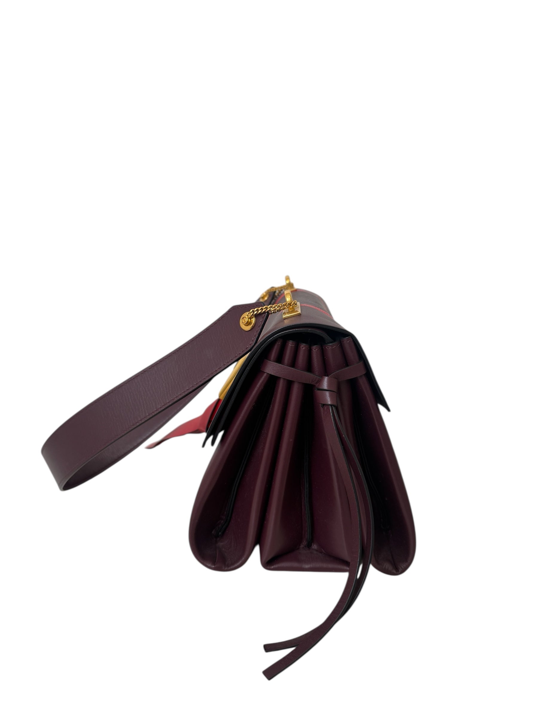 VLOGO SHOULDER BAG IN BICOLOR WITH RED STRIPES