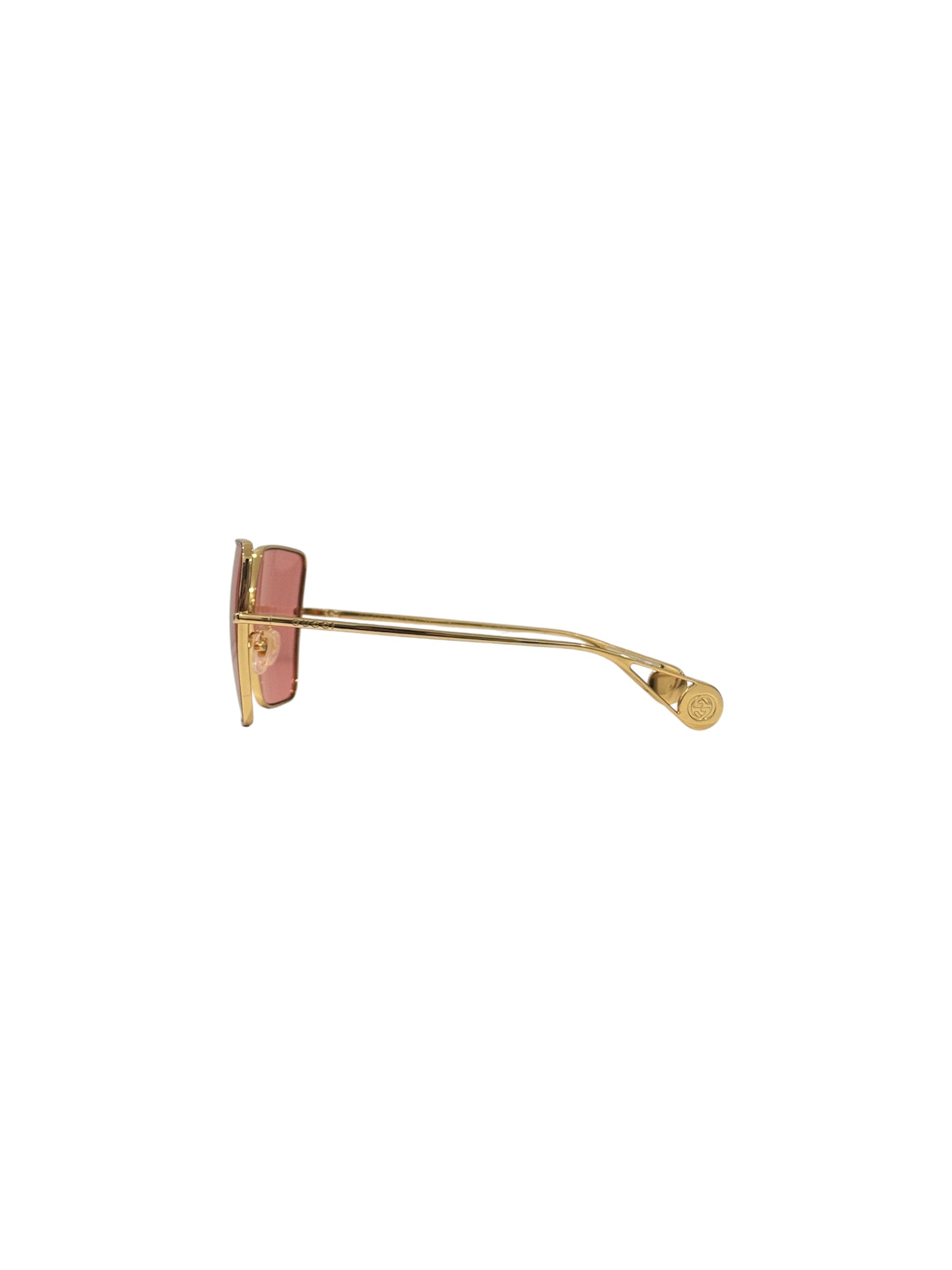 Gold Tone Metal Square Sunglasses