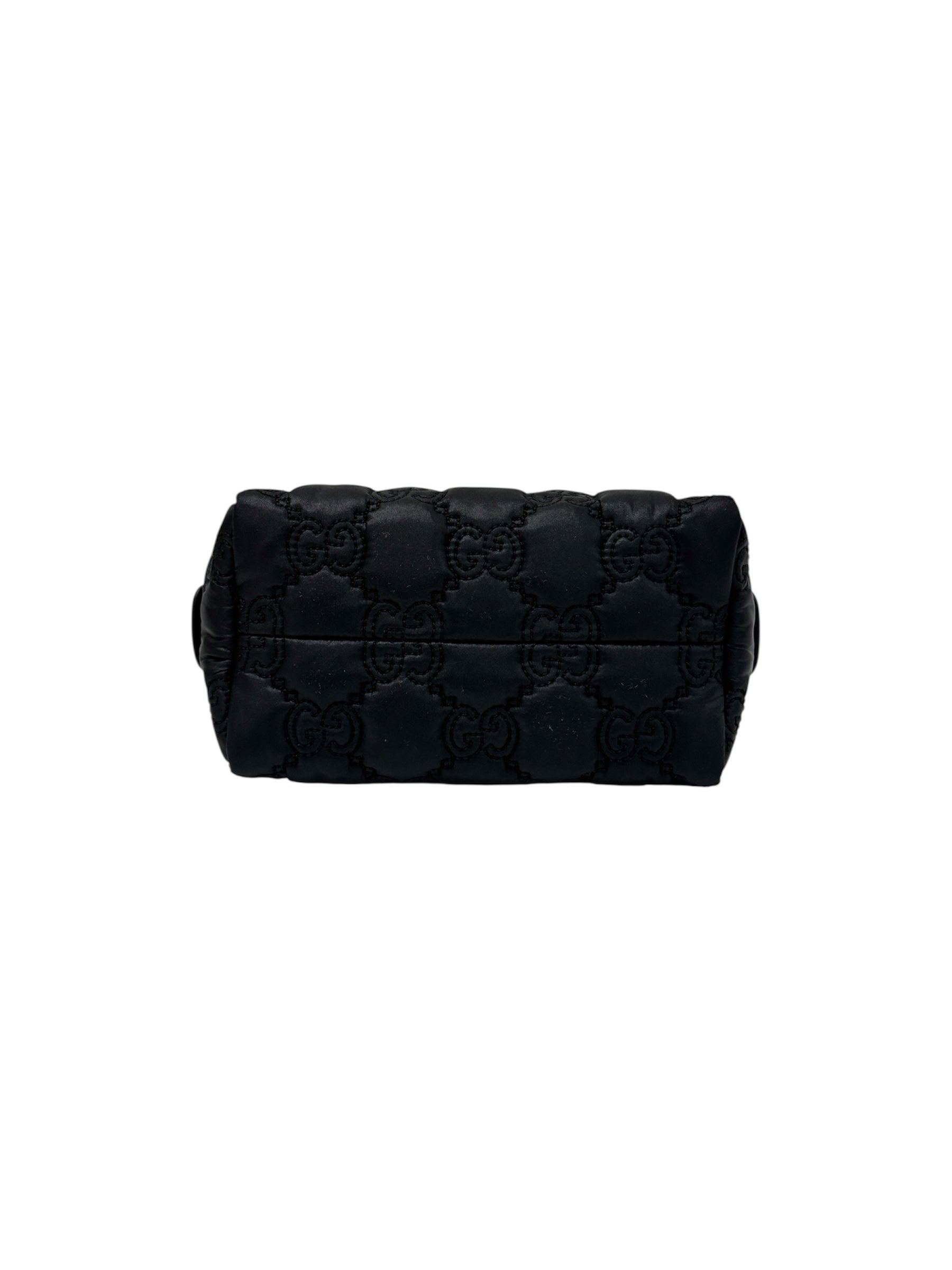 Nylon Calfskin Enamel GG Matelasse Beauty Case Black