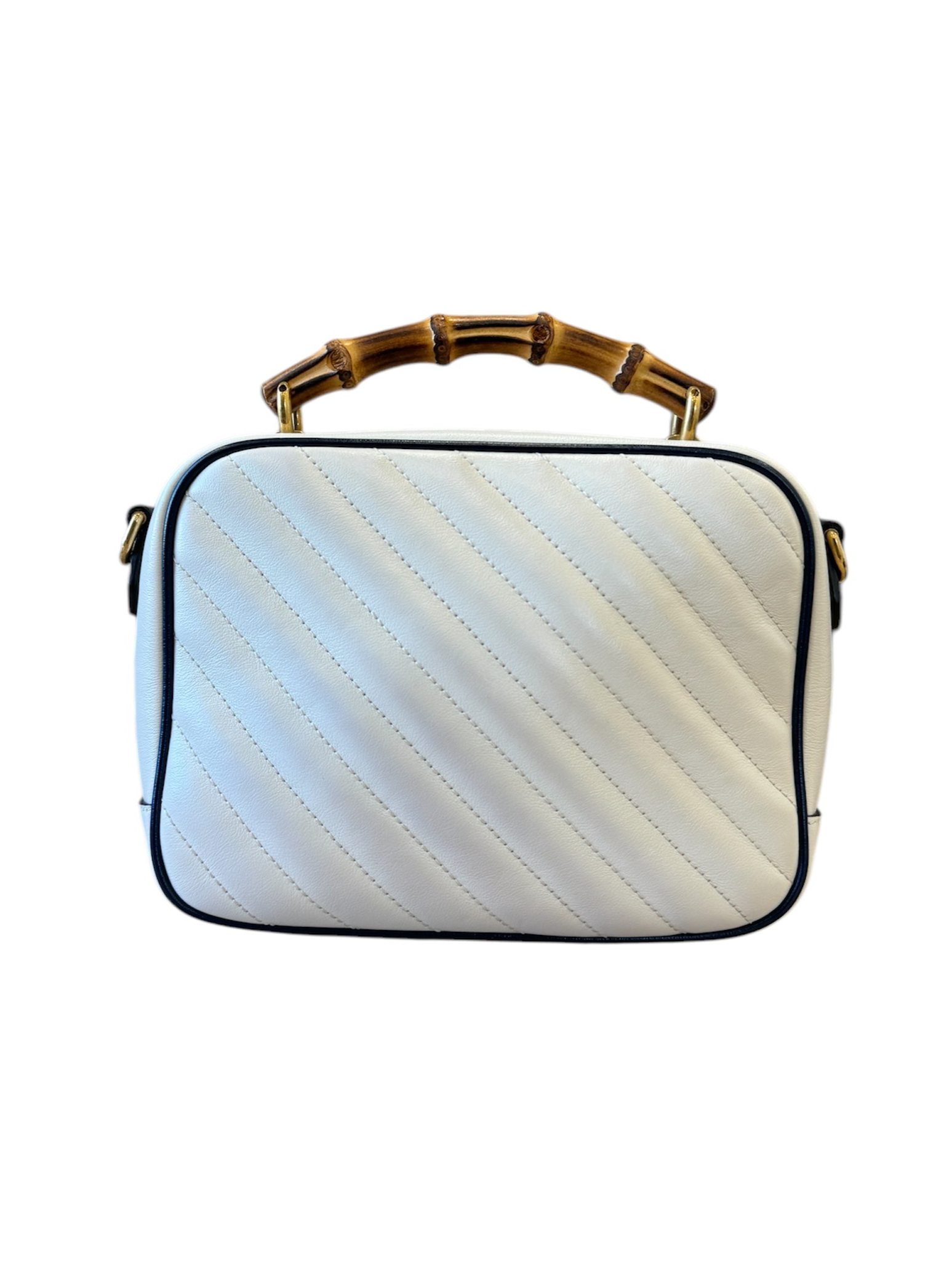 Vintage Effect Calfskin Matelasse Bamboo Bag