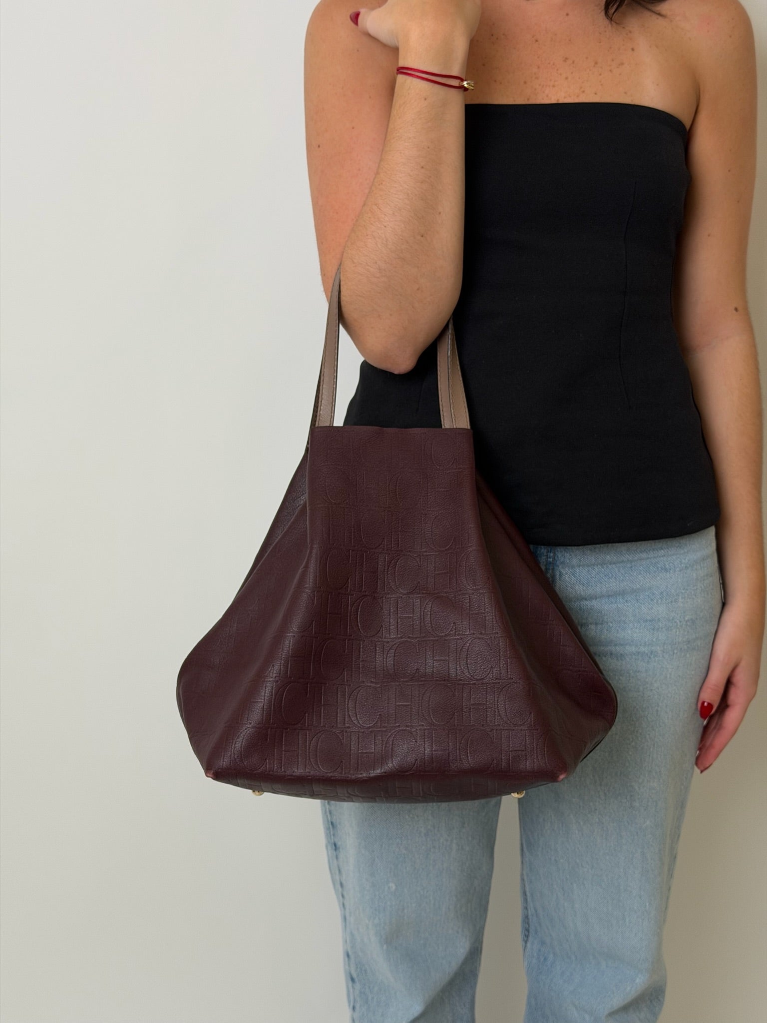 MATRYOSHKA MEDIUM BURGUNDY TOTE BAG