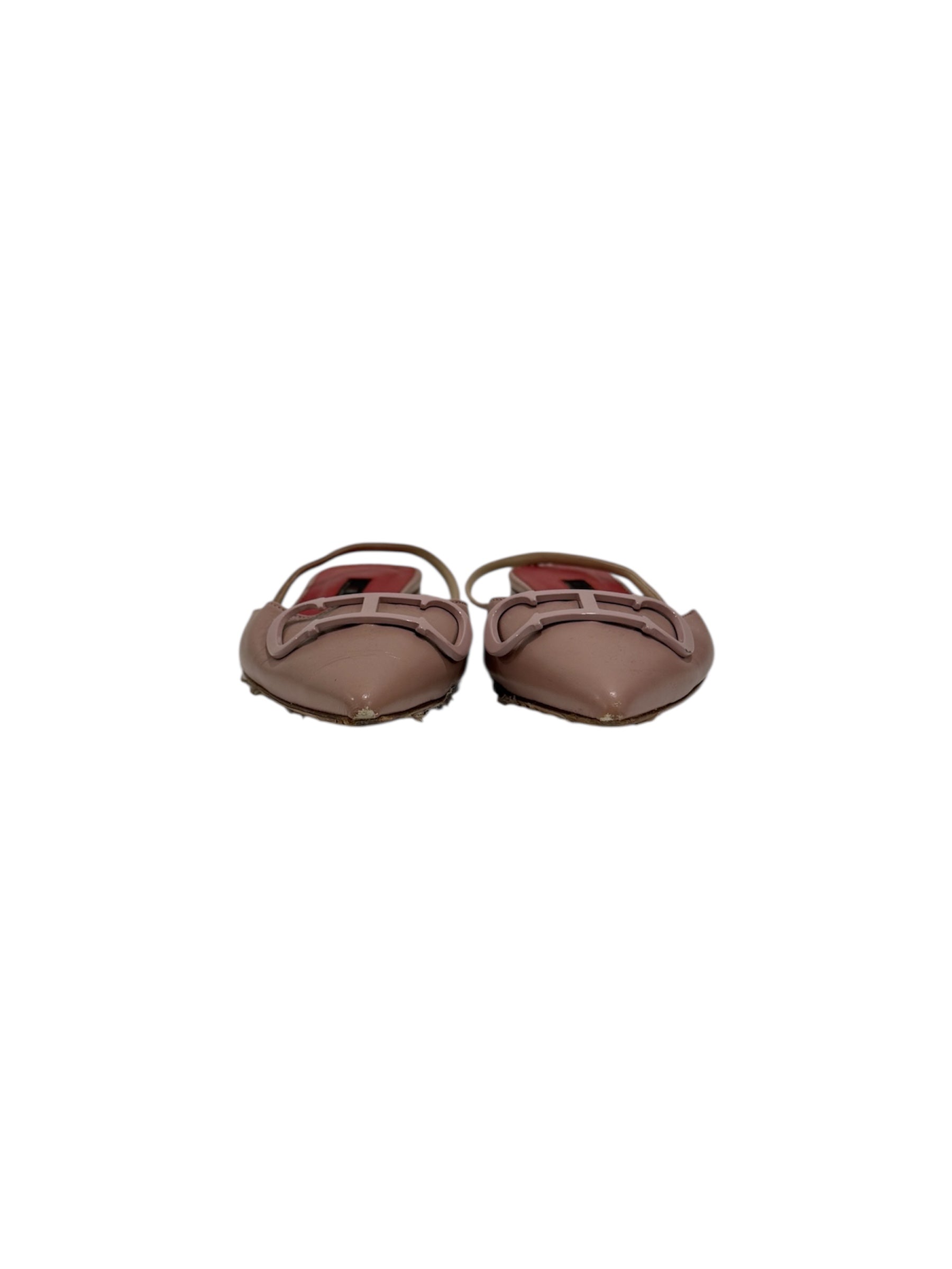Initials Insignia Leather Slingback Flats | 40