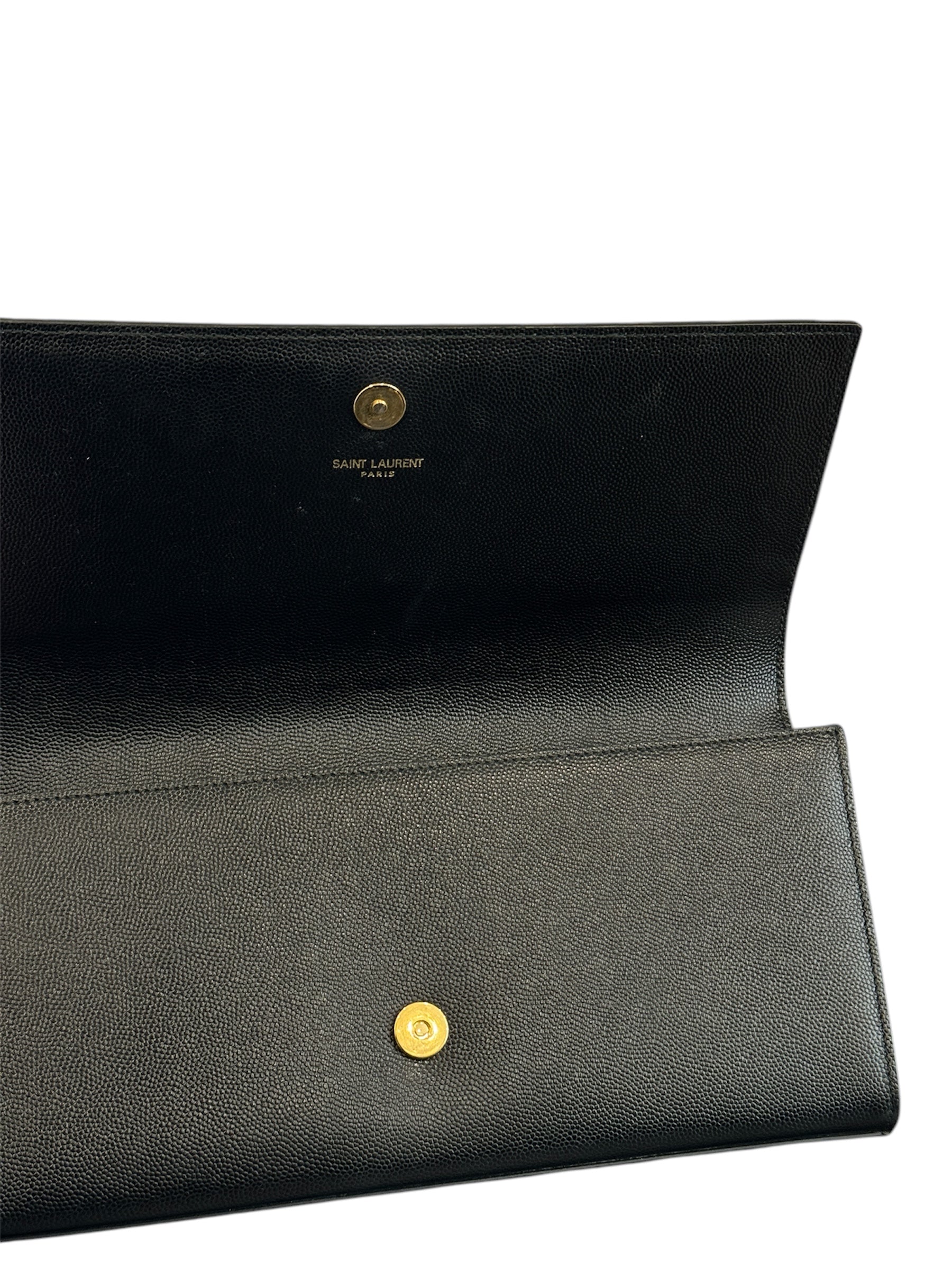 Black Leather Monogram Cassandre Clutch