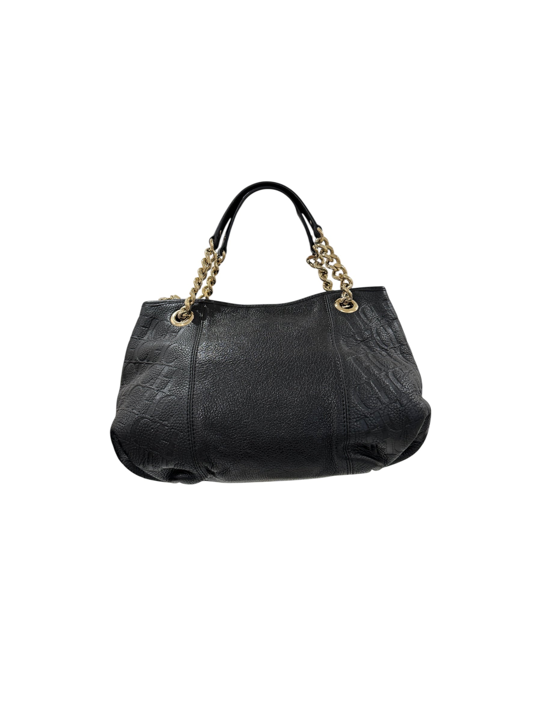Black Monogram Embossed Leather Dahlia Hobo