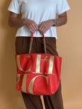 Load image into Gallery viewer, Orange Leather Logo Tote
