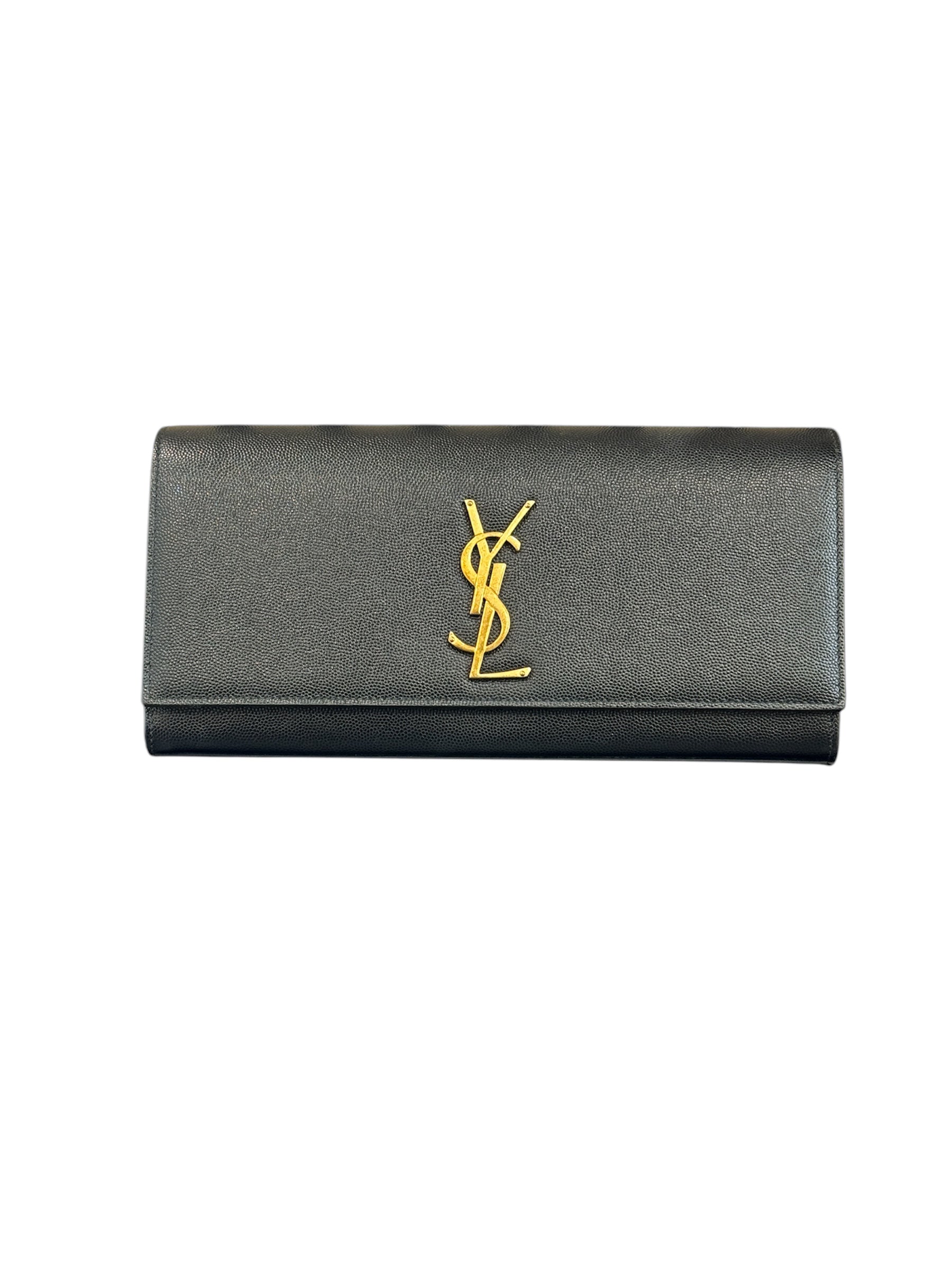 Black Leather Monogram Cassandre Clutch