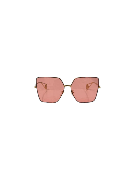 Gold Tone Metal Square Sunglasses