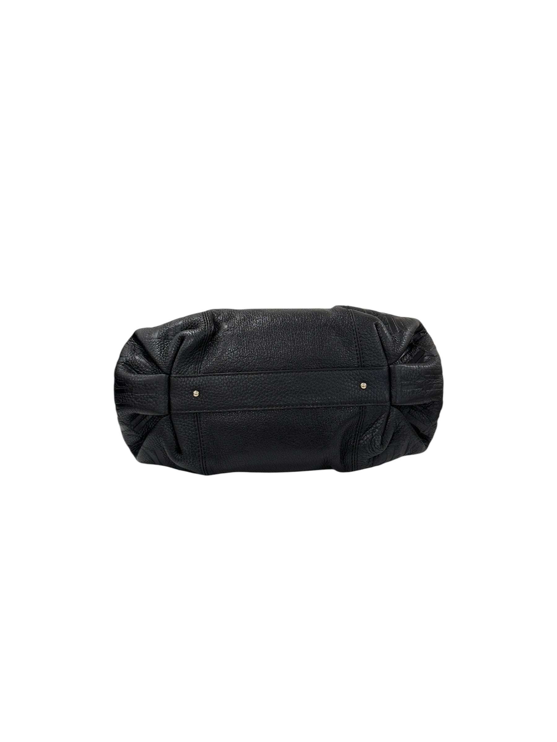 Black Monogram Embossed Leather Dahlia Hobo