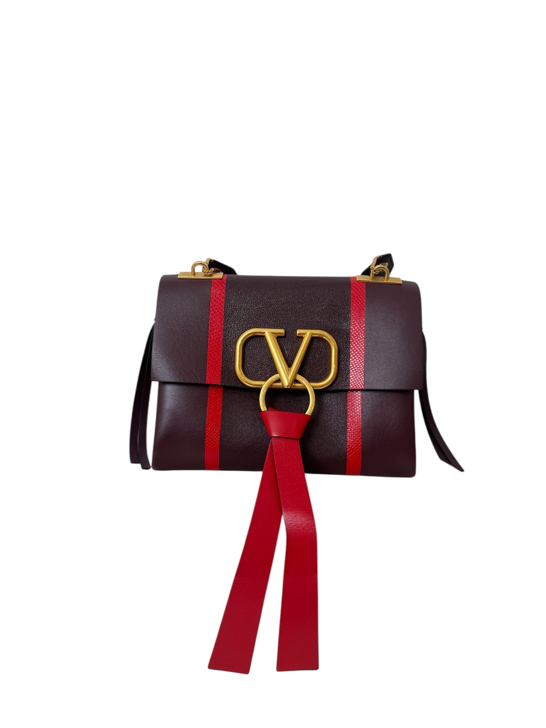 VLOGO SHOULDER BAG IN BICOLOR WITH RED STRIPES