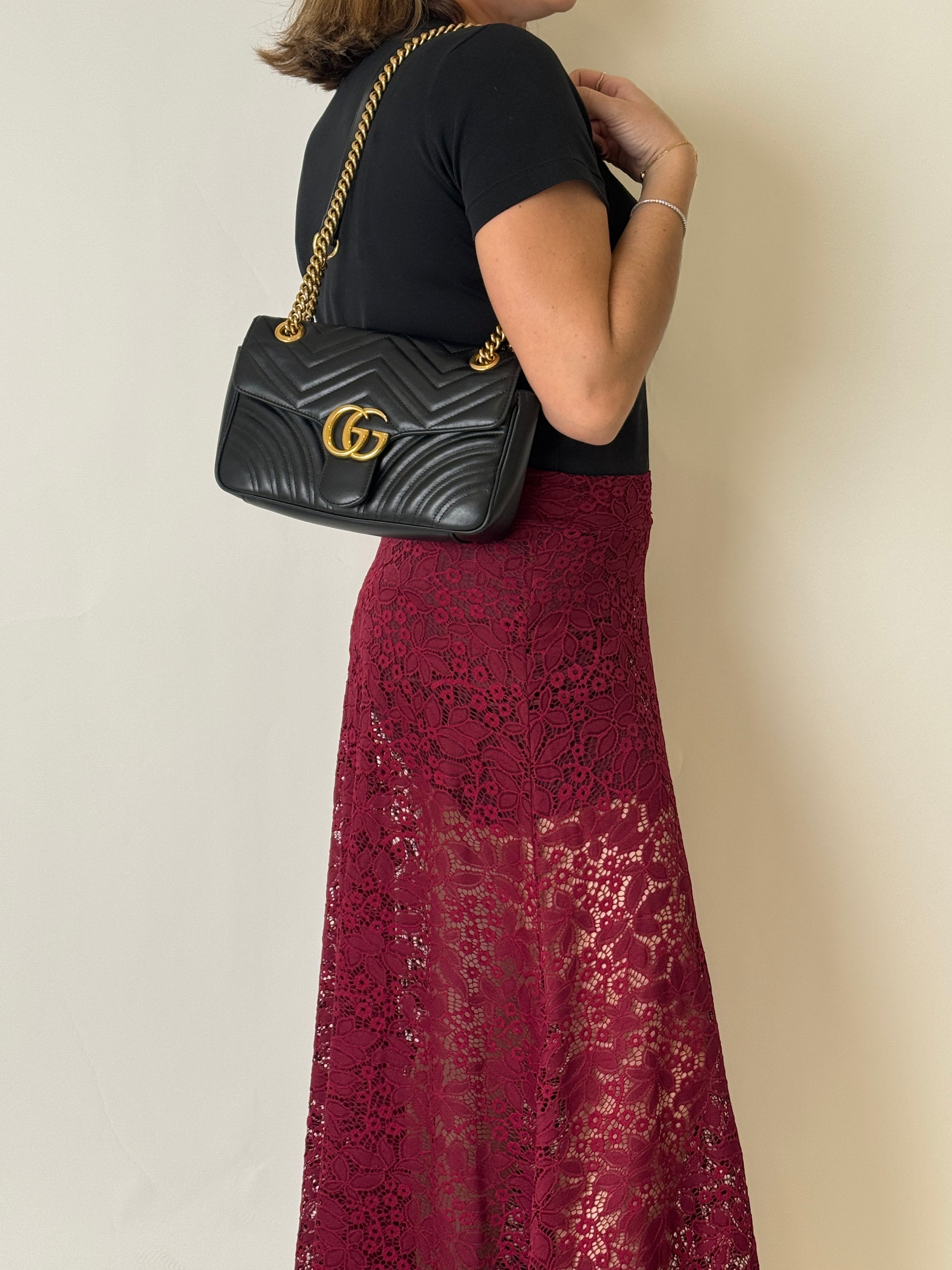 Marmont PM Black Leather Shoulder Bag