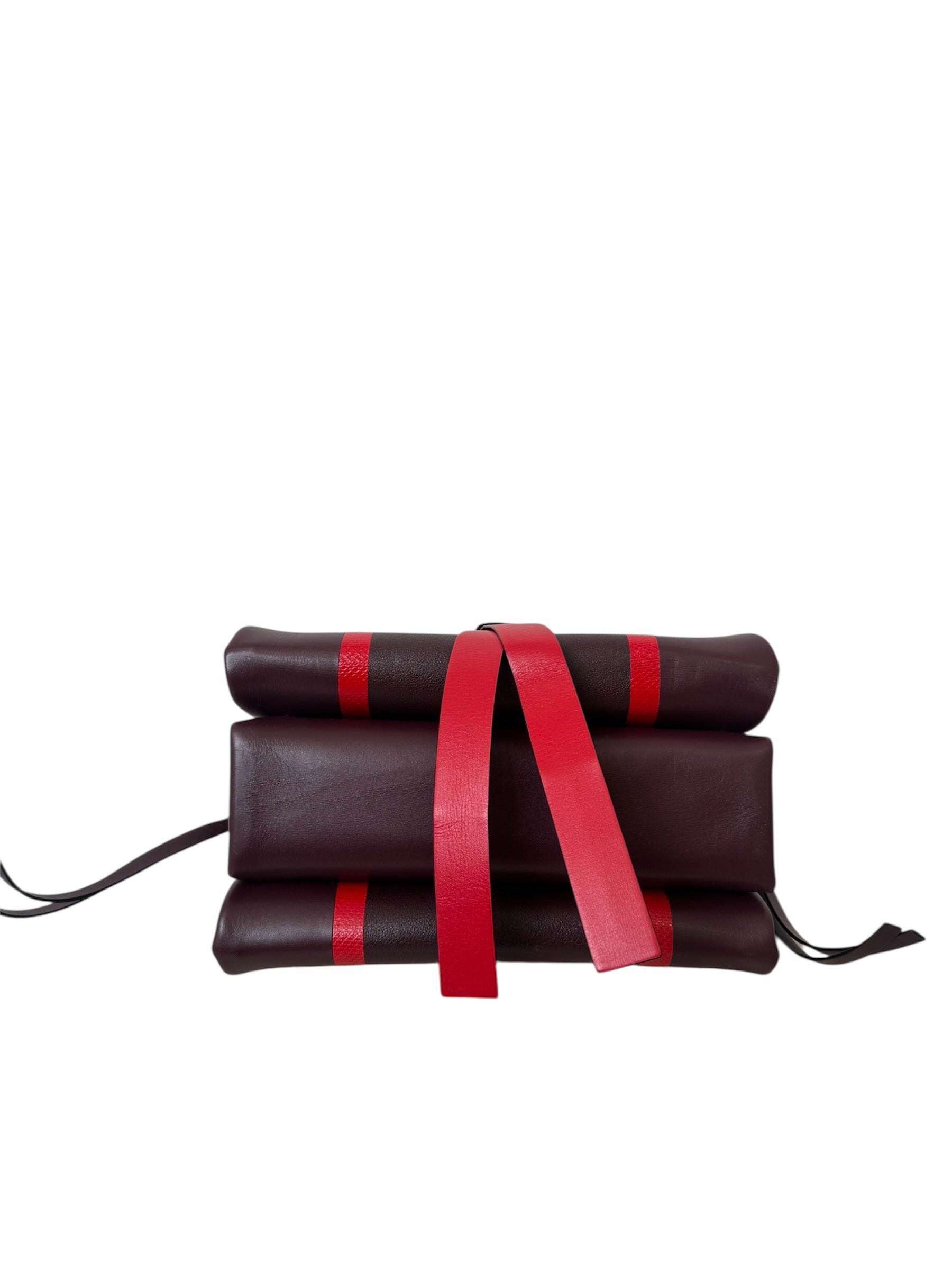 VLOGO SHOULDER BAG IN BICOLOR WITH RED STRIPES