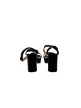 Load image into Gallery viewer, Black Leather GG Marmont Platform Ankle-Strap Block Heel Sandals | 38.5
