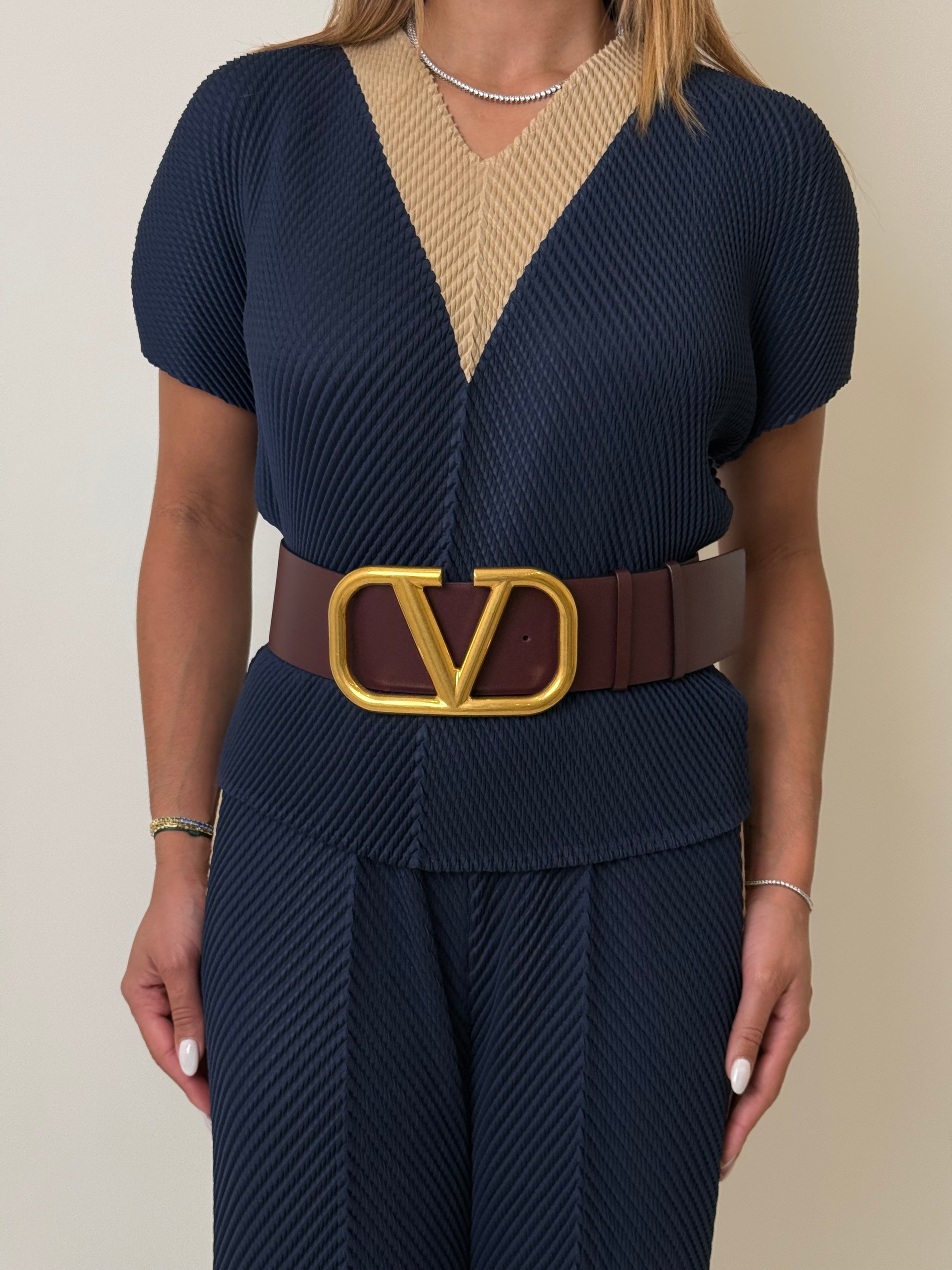 VLOGO SIGNATURE  REVERSIBLE BURGUNDY BELT | 75
