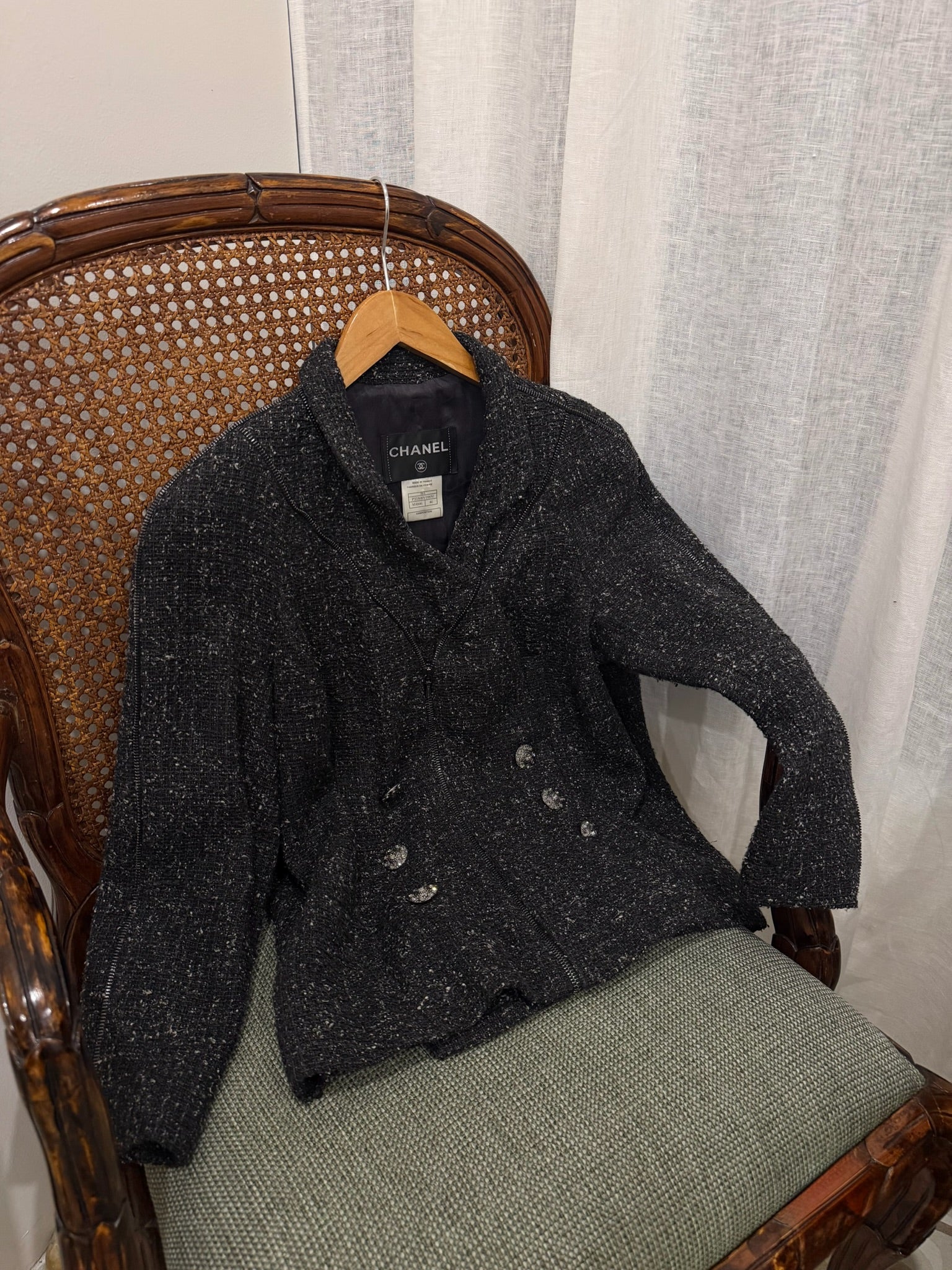 CHANEL GREY EMBELLISHED JACKET