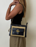 Load image into Gallery viewer, GG DAHLIA  NAVY CANVAS SMALL SHOULDER BAG
