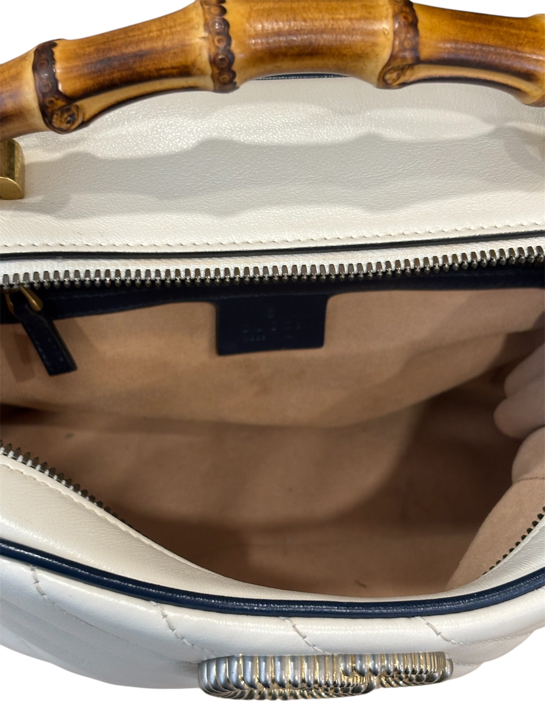 Vintage Effect Calfskin Matelasse Bamboo Bag