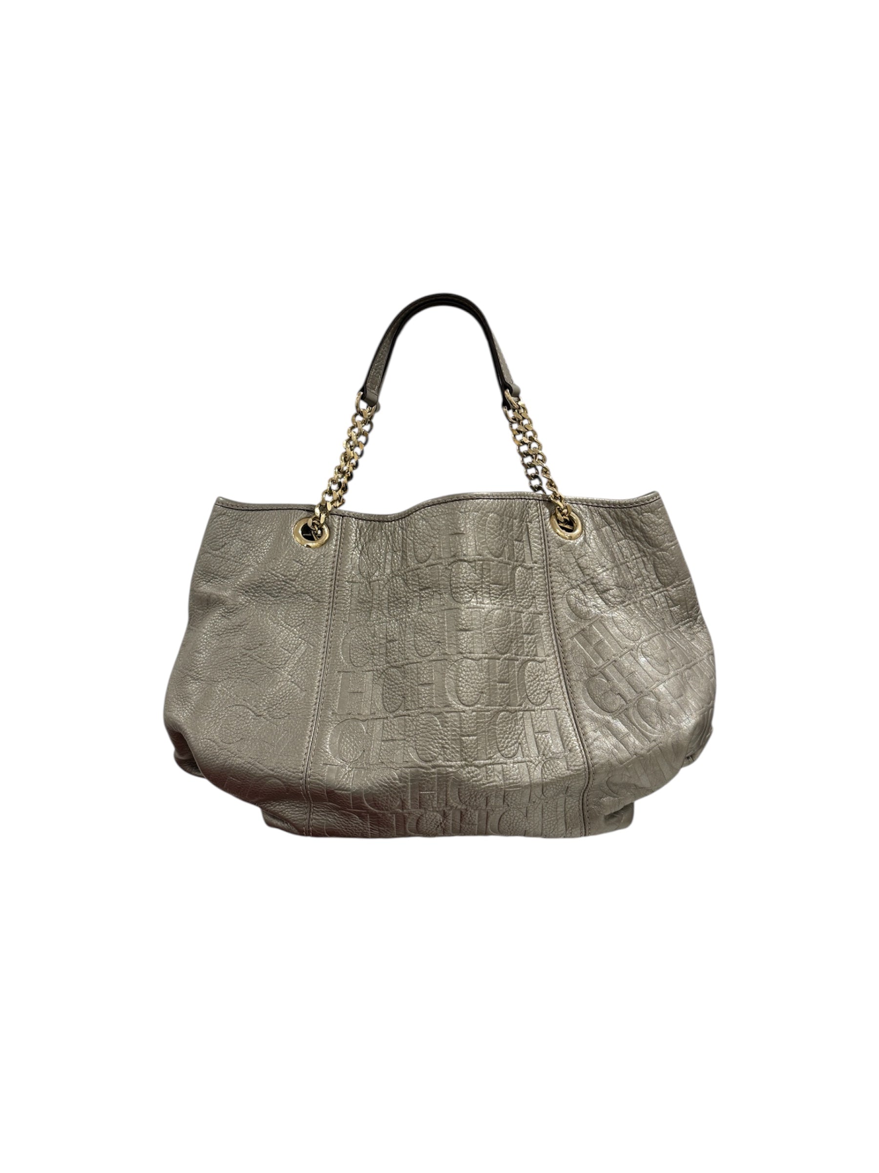 Silver Monogram Leather Bag