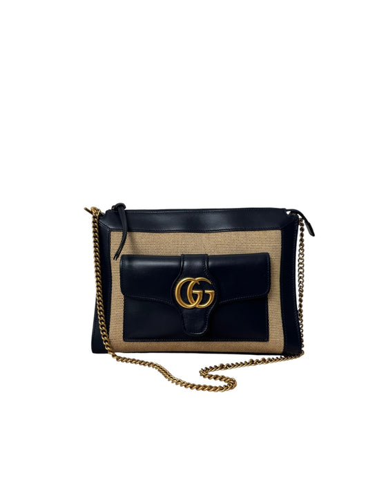 GG DAHLIA  NAVY CANVAS SMALL SHOULDER BAG