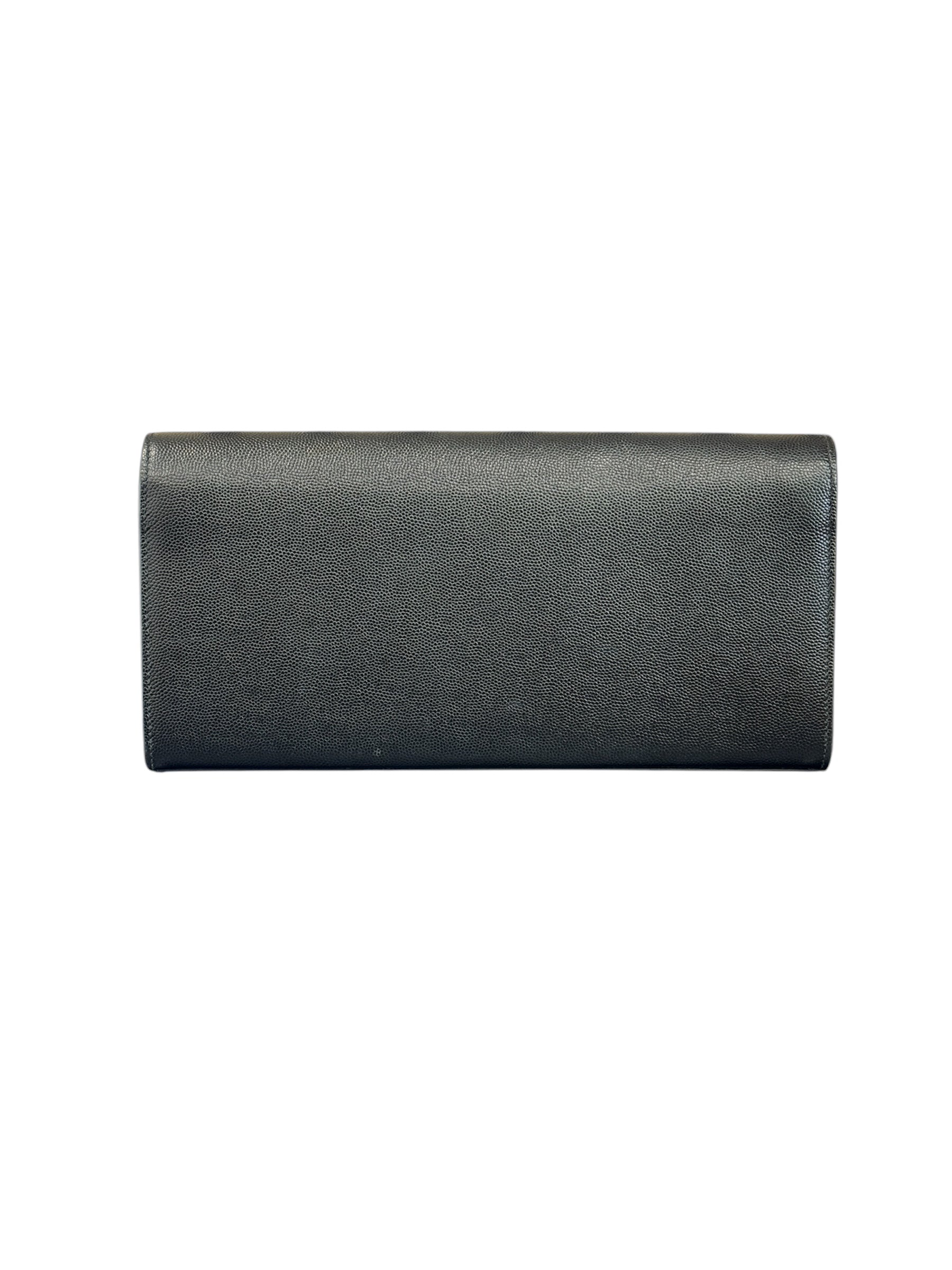 Black Leather Monogram Cassandre Clutch