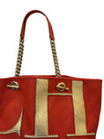 Load image into Gallery viewer, Orange Leather Logo Tote

