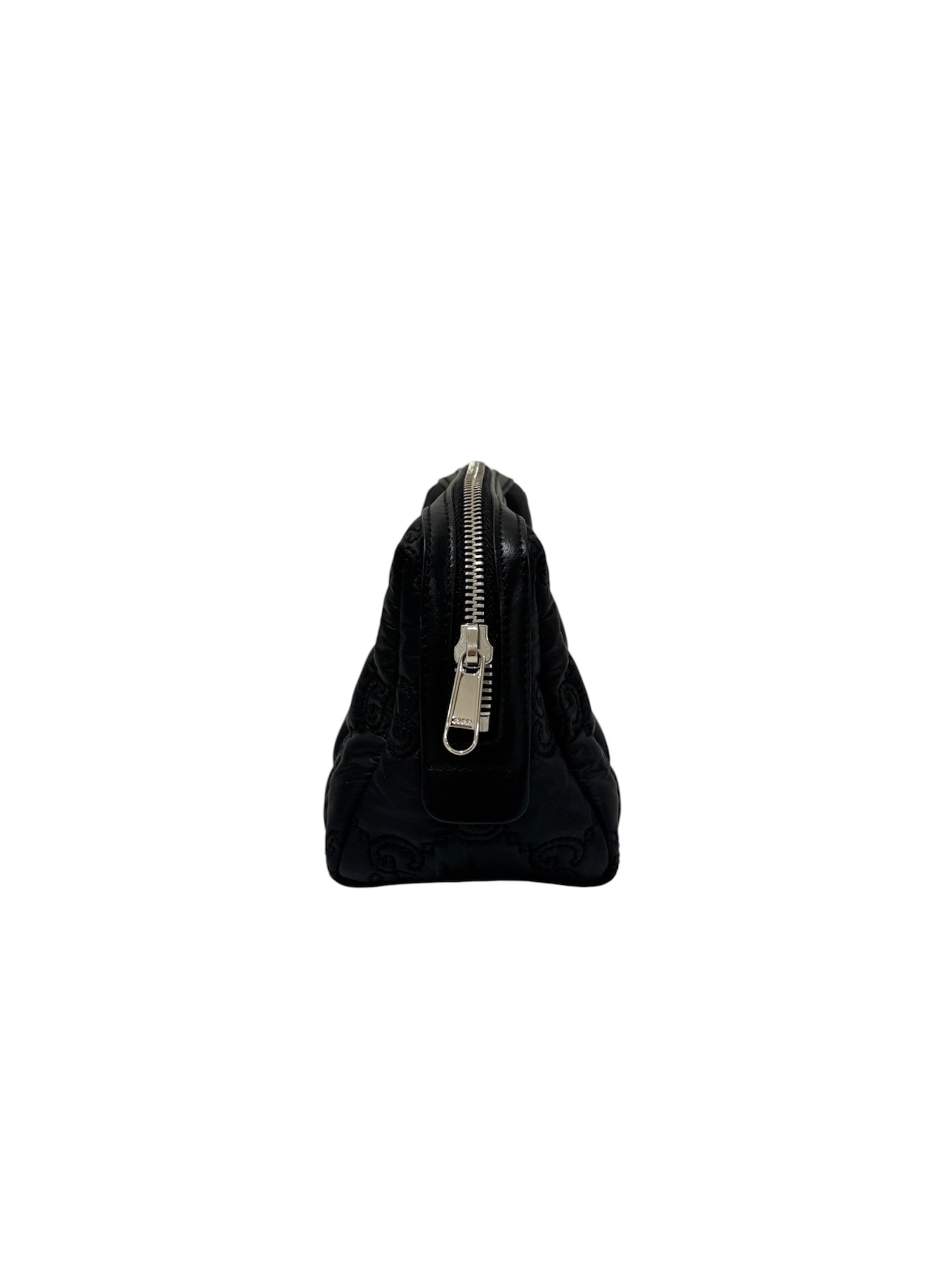 Nylon Calfskin Enamel GG Matelasse Beauty Case Black