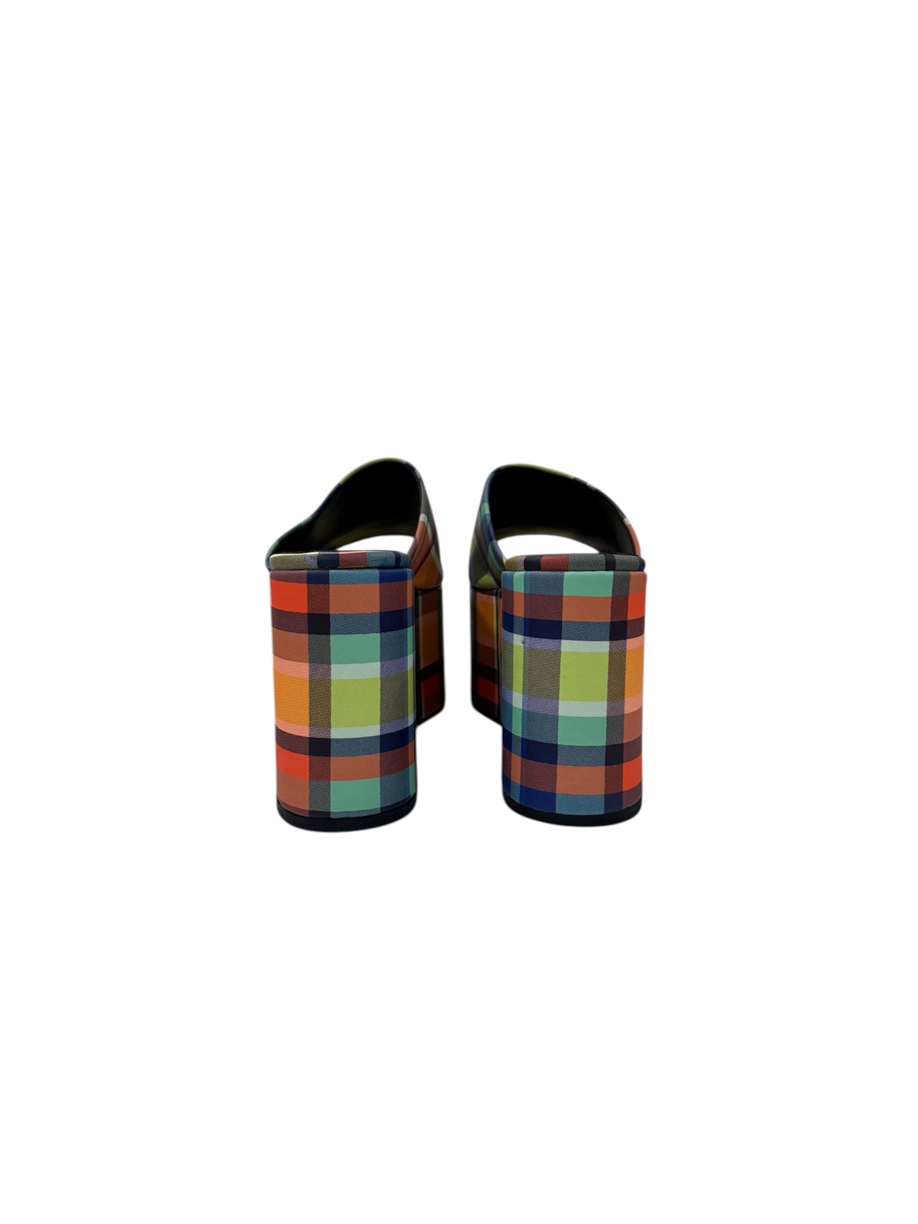 Yellow Check Blackout Platform Sandals | 41