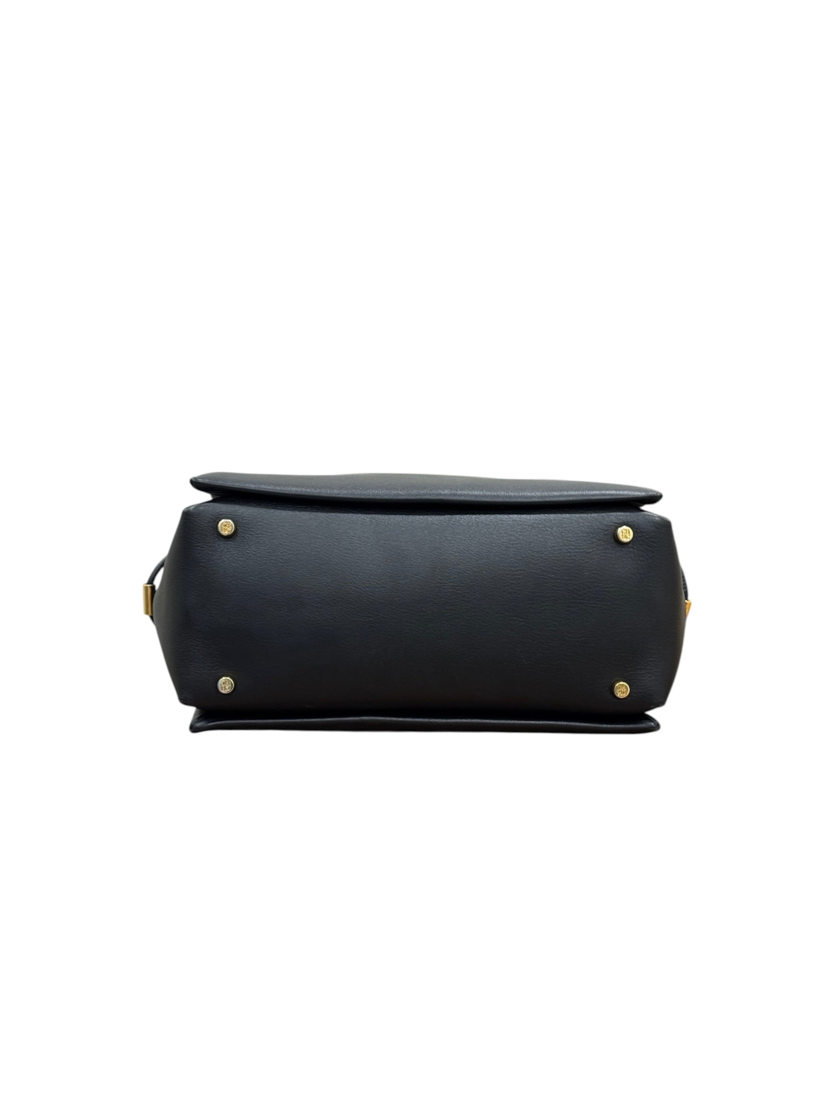 Black Satin and Leather Chain Bag