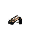 Load image into Gallery viewer, Black Leather GG Marmont Platform Ankle-Strap Block Heel Sandals | 38.5
