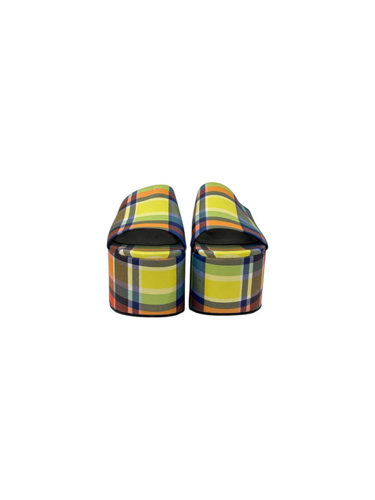 Yellow Check Blackout Platform Sandals | 41