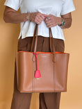 Load image into Gallery viewer, Brown Leather Small Triple Compartment Perry Tote
